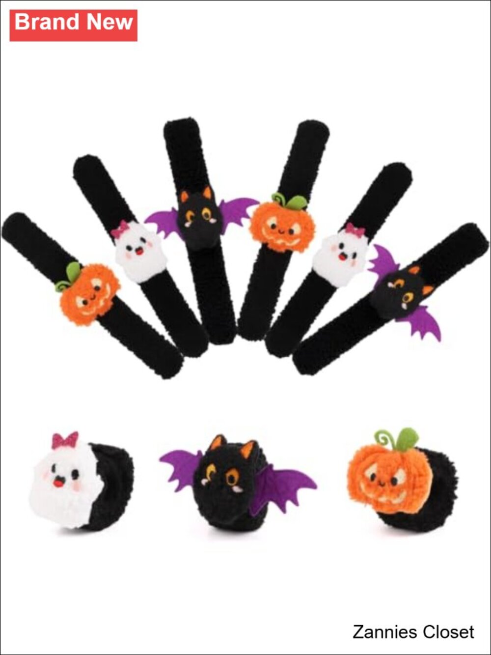 👻 6PCS Halloween Stuffed Animal Slap Bracelets Plush Wristband Party Favors